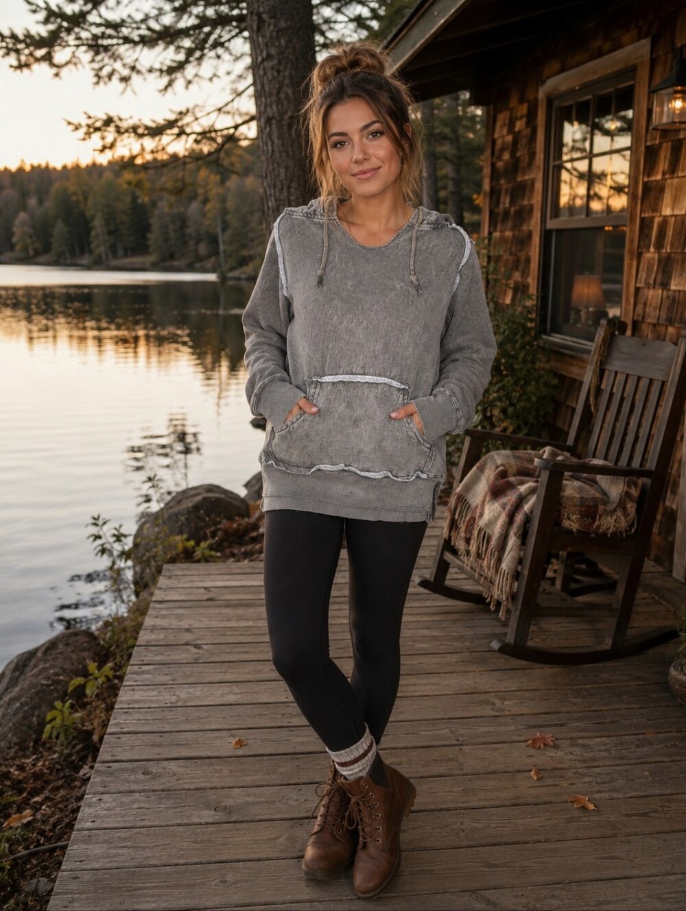 Tattoo Tattoo by Free Spirit Gray Mineral Wash Raw Edge Hooded Sweatshirt XL